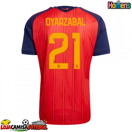 Camisa de Futebol Espanha Mikel Oyarzabal #21 Equipamento Principal Mundo 2026 Manga Curta